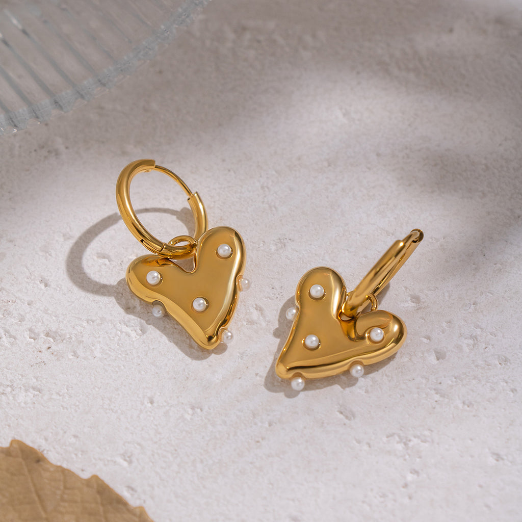 18K Gold Plated Heart Earrings