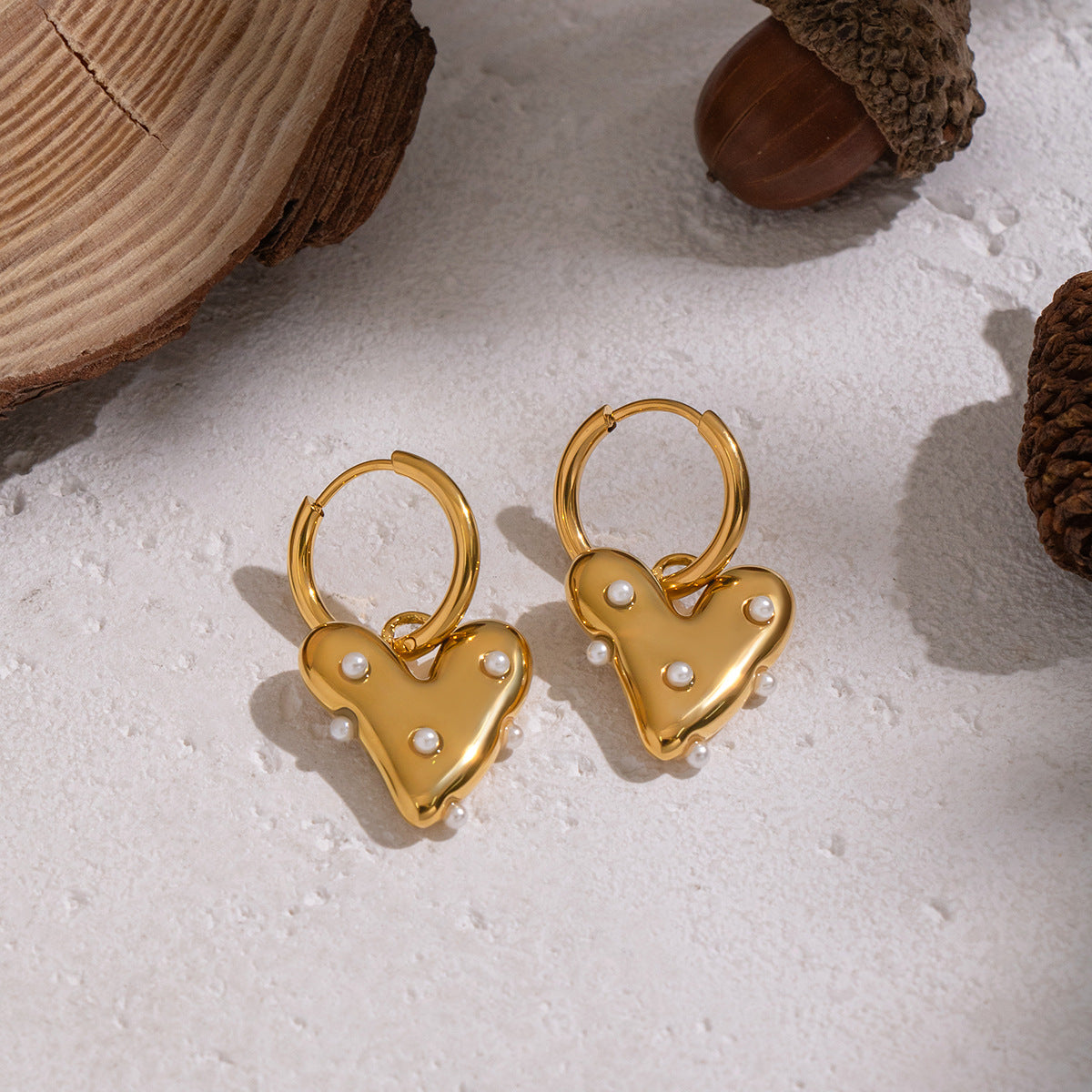18K Gold Plated Heart Earrings